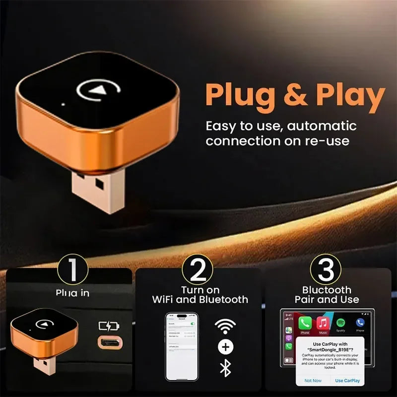 TrolinkTek 2in1 Wireless CarPlay Dongle Wireless Android Auto Adapter CarPlay Box Smart Car Systems For Car With Wired CarPlay