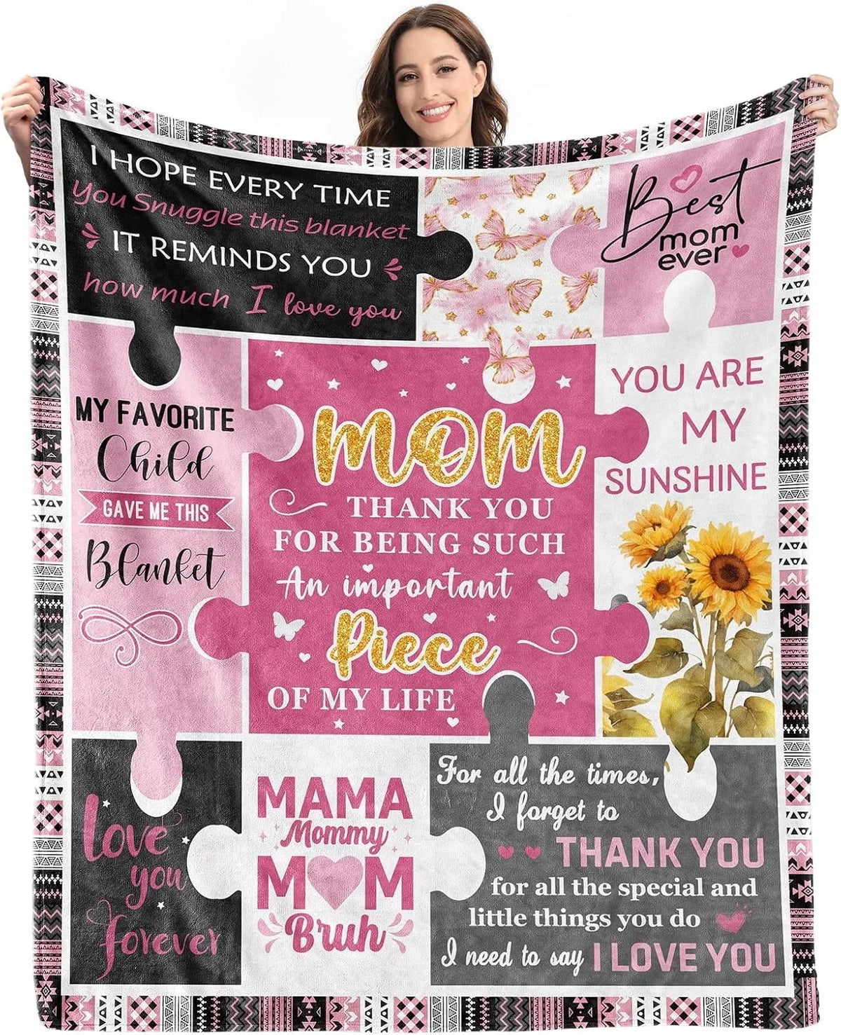 Gift for Mom Flannel Throw Blanket with Loving Message