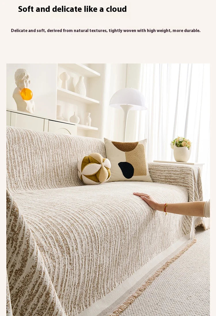 Luxury Sofa Cover L-Shaped Couches Chenille Reversible Stretchable Sofa Protector Slipcover Non-Slip All-Season Couch Blanket