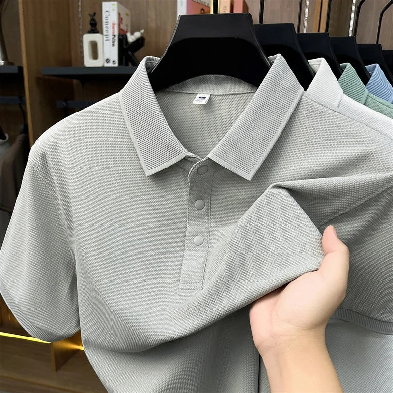 Men's Casual Lapel Polo Shirt - Soft Breathable Fabric, Everyday