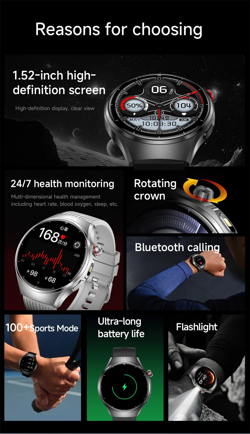 2026 G6 Max Smartwatch – 1000mAh Battery, Bluetooth Call, GPS Tracking & LED Flashlight | Men