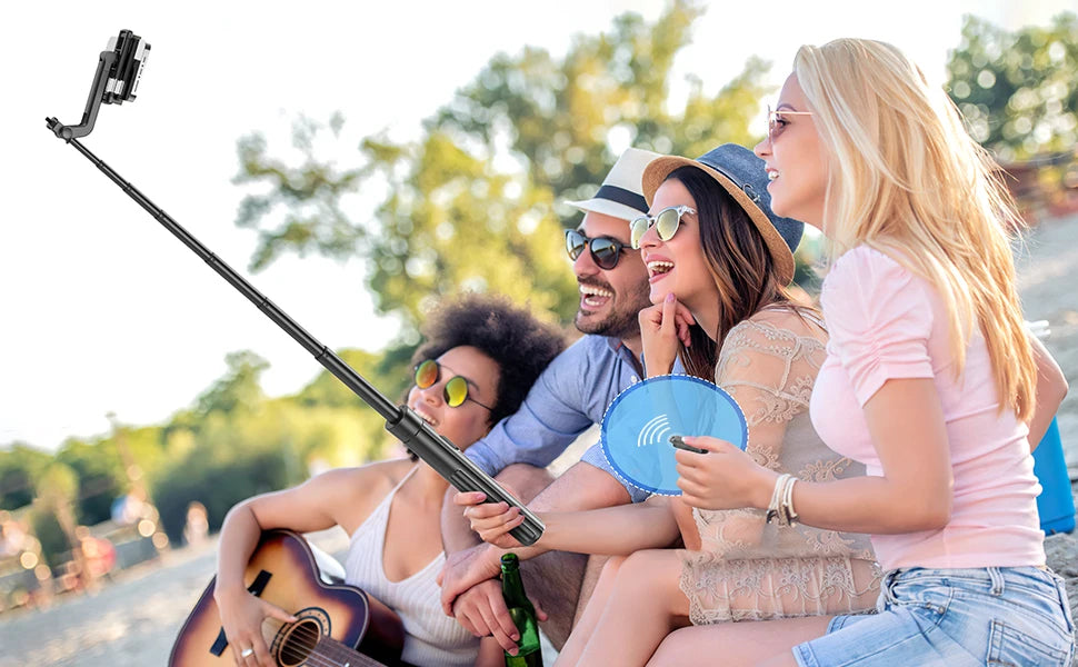 Selfie Stick Travel Tripod for Cell Phone with Remote Control and Phone Holder, Extendable Selfie Stick for iPhone, iPhone Tripod for Video Recording, 50 Inch, Black