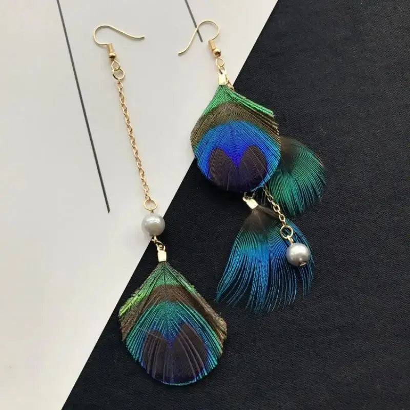 Unique Exaggerate Feather Earrings Creative Feathers Long Earrings Trendy Boho Big Earrings Jewelry Wholesale Custom Packaging