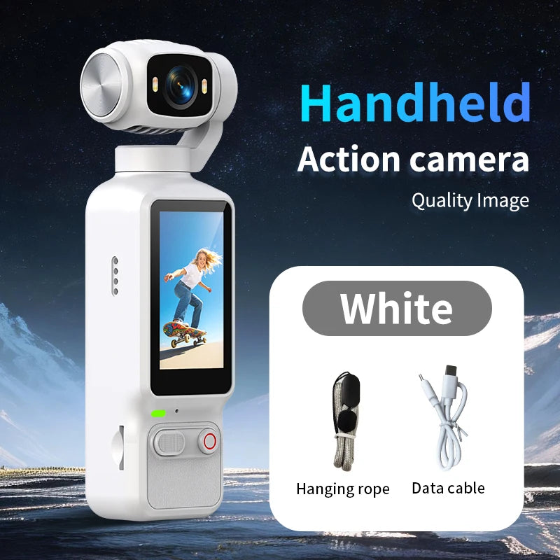 4K Handheld Action Camera — 90°/180° Rotating Lens for Vlogs