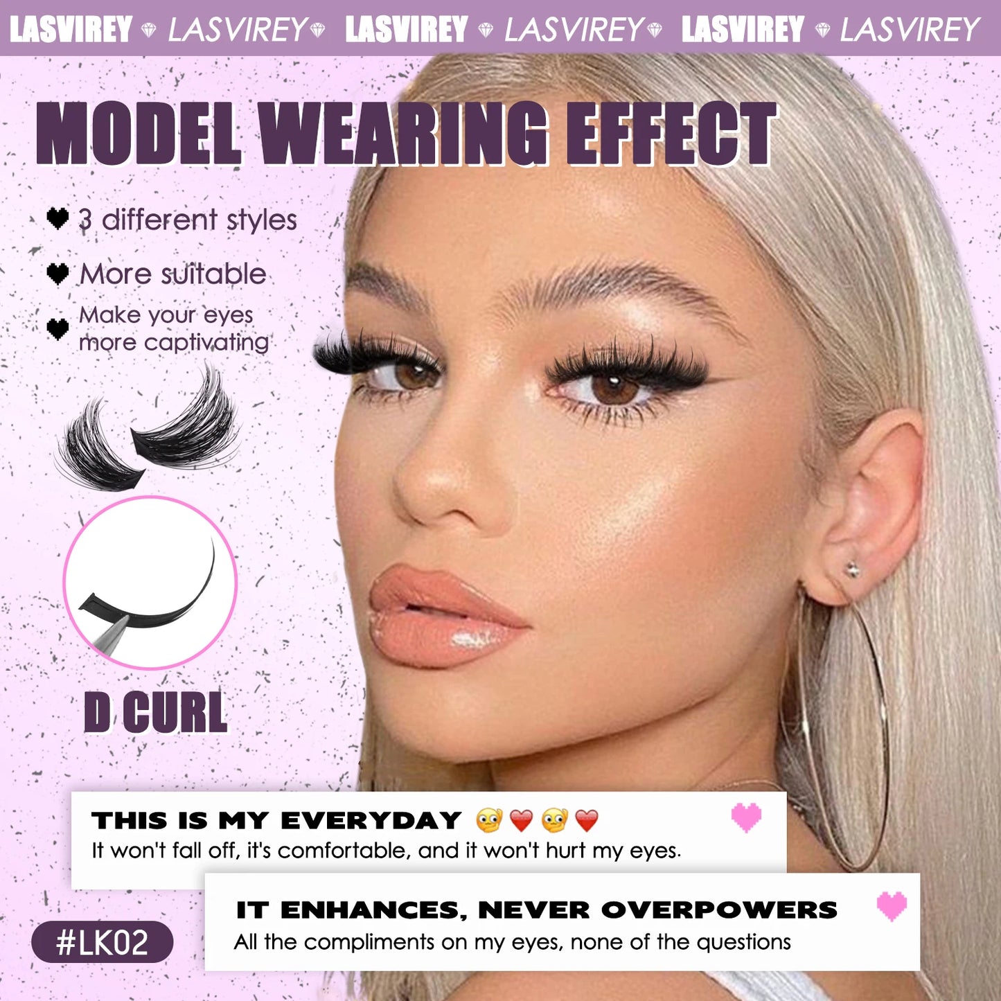 LASVIREY DIY Spiky Cluster Lashes – 3-in-1 Fluffy Volume Individual Eyelash Extensions | Mixed Styles