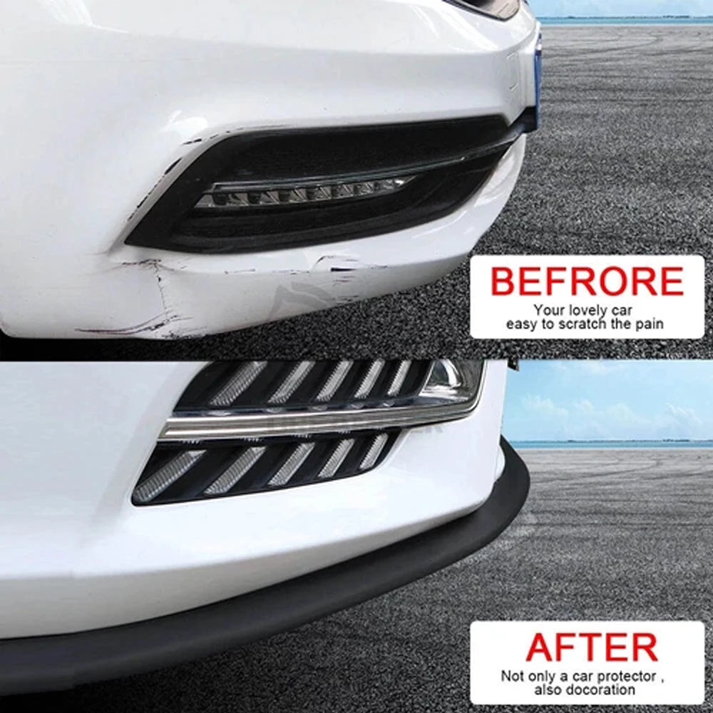 Universal Car Bumper Lip Splitter Spoiler Rubber Skirt BodyTrim Bumper Scratch-Resistant Anti-Collision Soft Rubber Strip