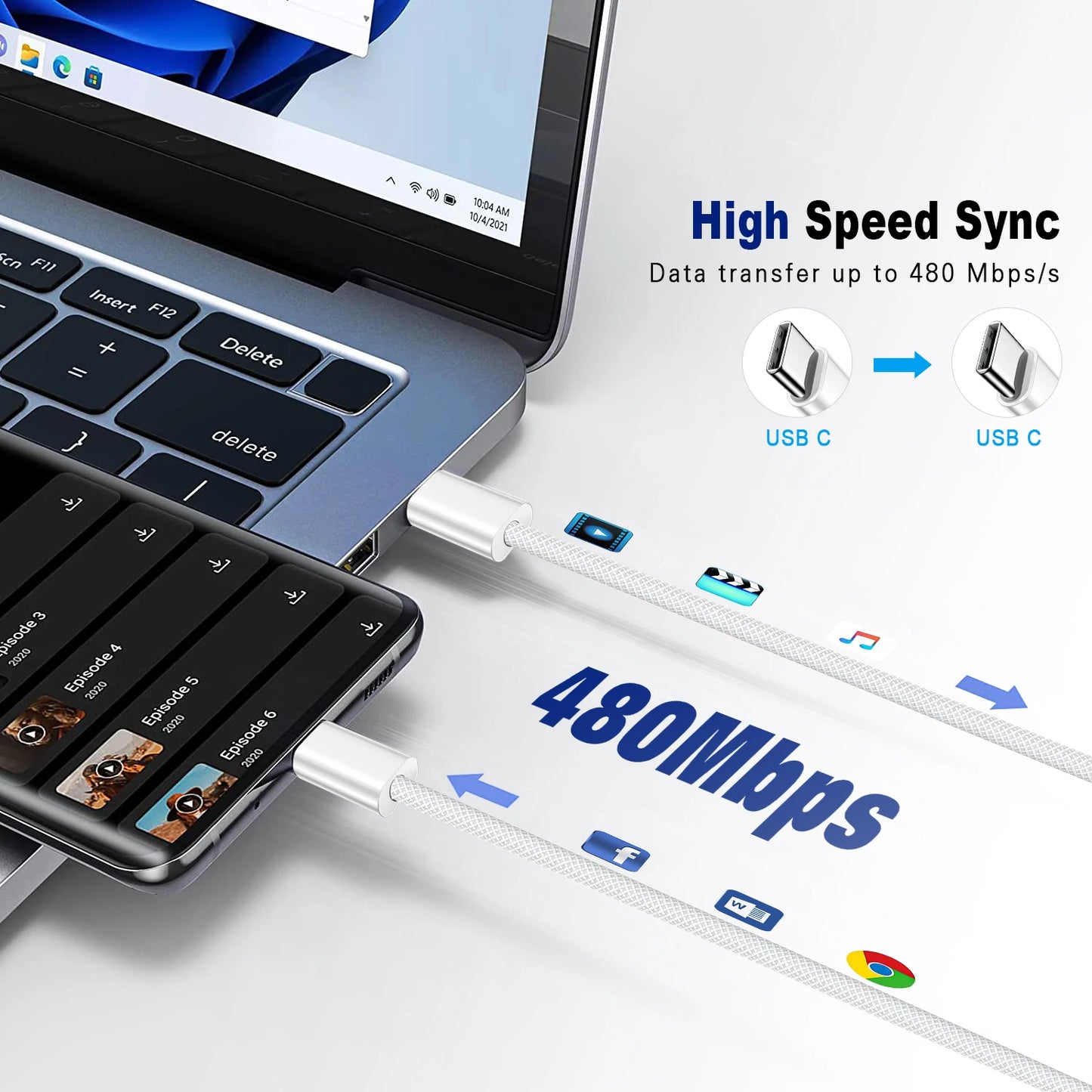 Type C to Type C Fast Charging PD 60W 1m 2m Mobile Phone Date Cable For Iphone15 16 17 Samsung Huawei USB C to C  Charger Cable