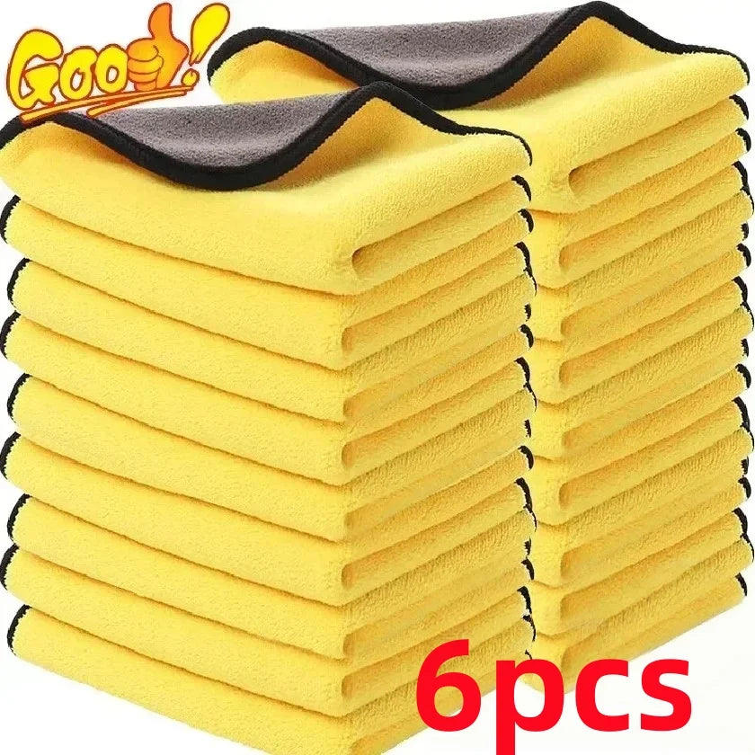 2PCS Yellow Microfiber Towels, 30x30cm Super Absorbent Cleaning Cloths, for Car Wash, Glass, Home & Pet Care