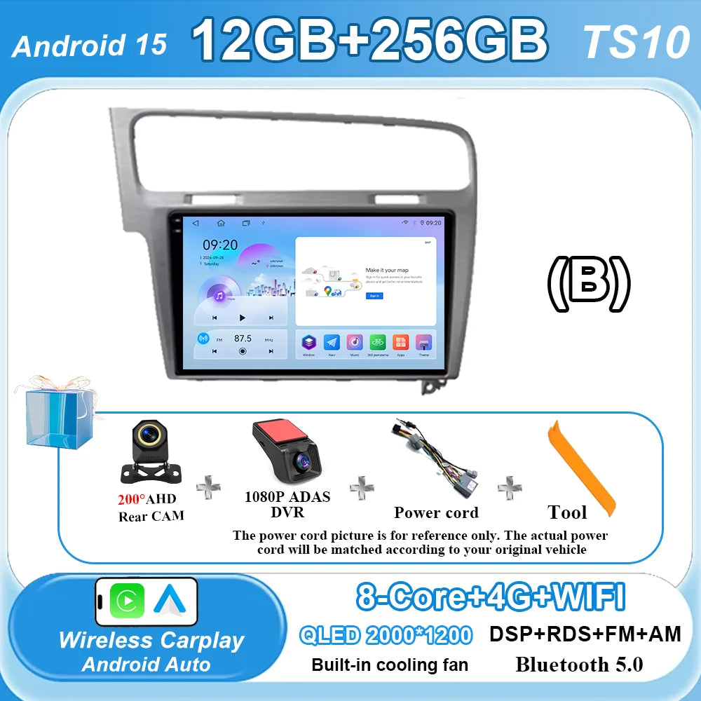 Car Stereo with Apple CarPlay & Android Auto, Compatible with VW Golf 7 (2012-2020)