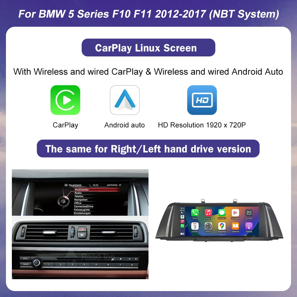 10.25" 12.3" Multimedia Touch Screen For BMW 5 Series F10 F11 CIC NBT System 2026-2026 Wireless Carplay Android Auto Car Radio