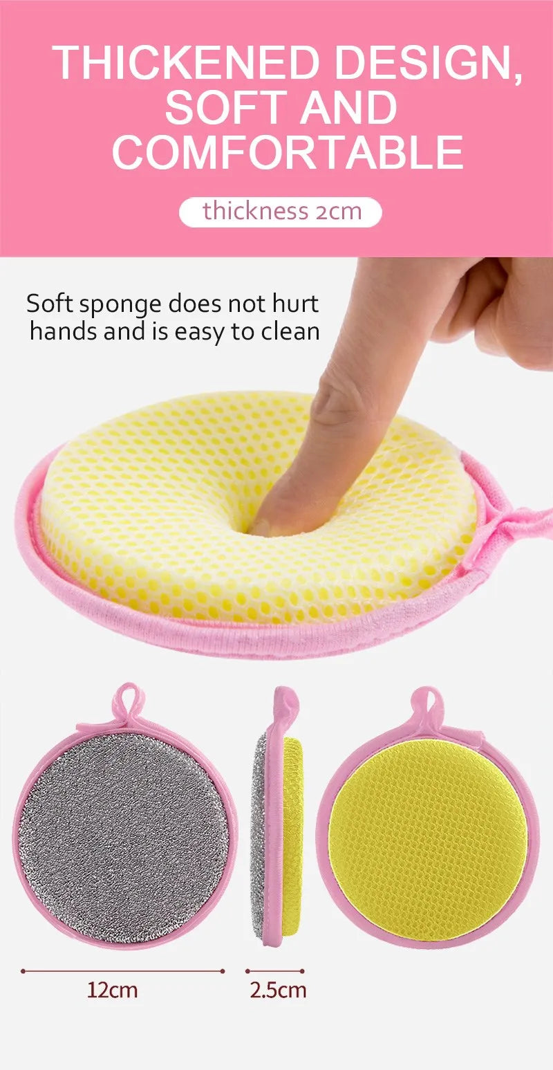 Kitchen Double-Sided Dishwashing Sponge Reusable Brushing Pots Wipes Pans Cleaning Cloth Home Grease Removal Dishwashing Cloth