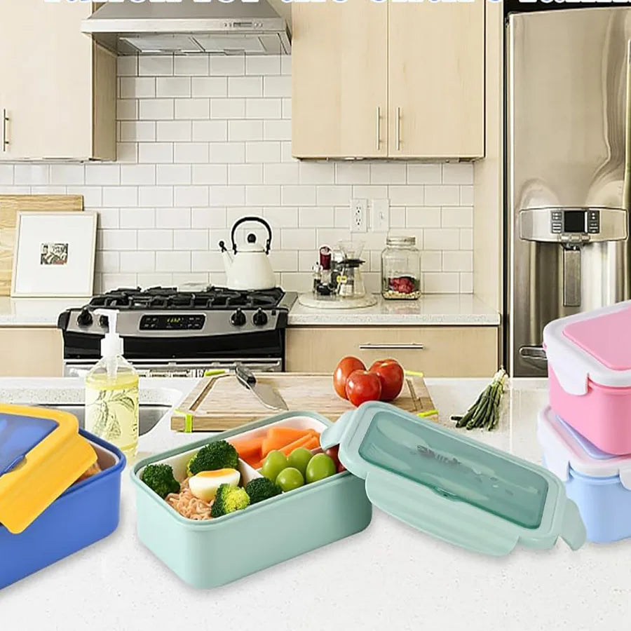 3-Compartment Bento Lunch Box for Adults & Kids - Spoon & Fork - photo 4