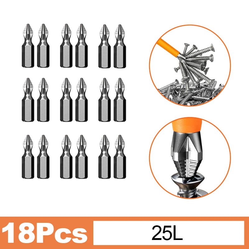 Anti Slip bits Magnetic Screwdriver bit Set S2 Alloy Steel Impact Resistance Hex Shank Alloy Steel Bits Suitable for Power Tools