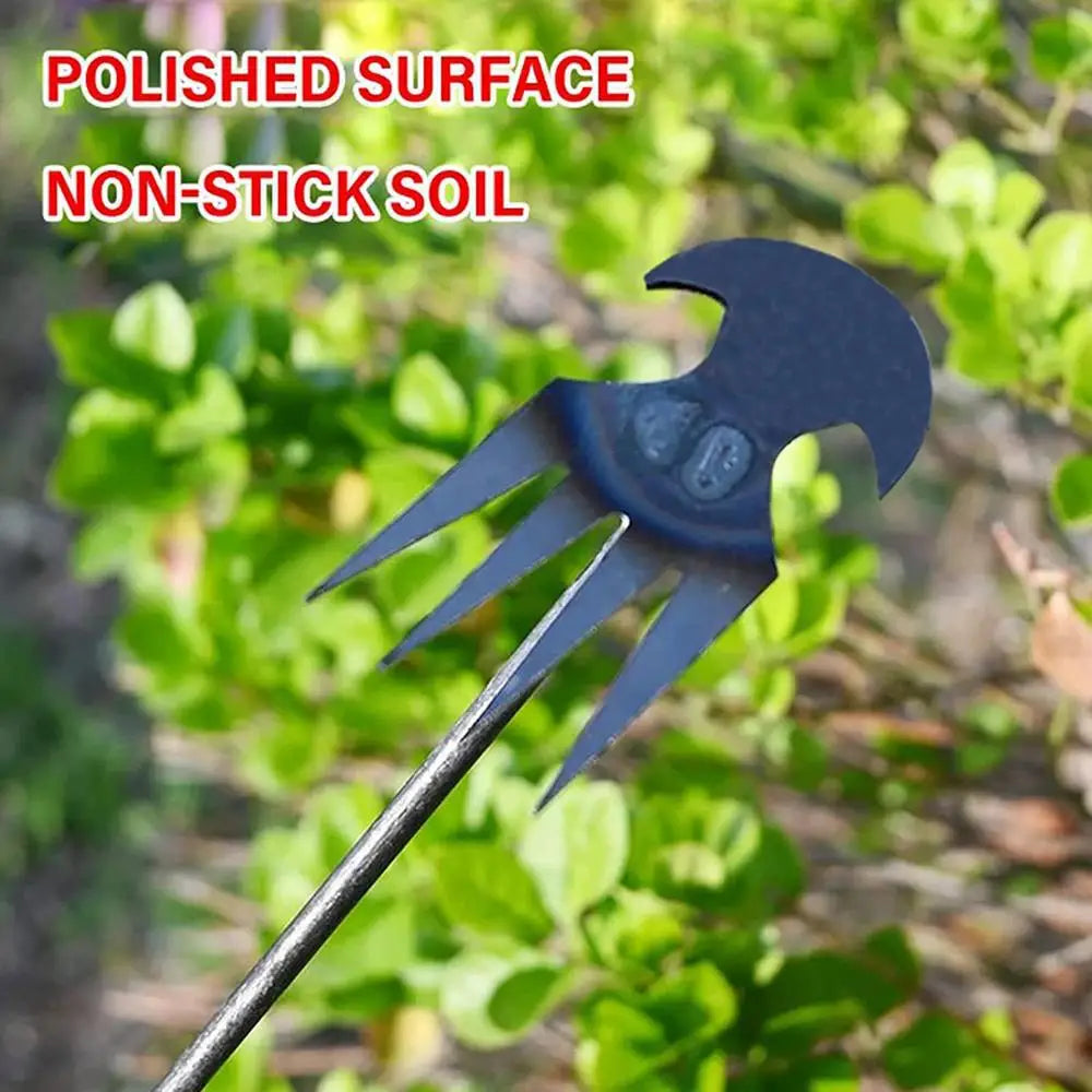 2 In 1 Garden Rake Manual WSeed Grass Rooting Tool Puller Shovel 4 Teeth Weeding Removal Hand Gardening Loose Soil Tool Weeder