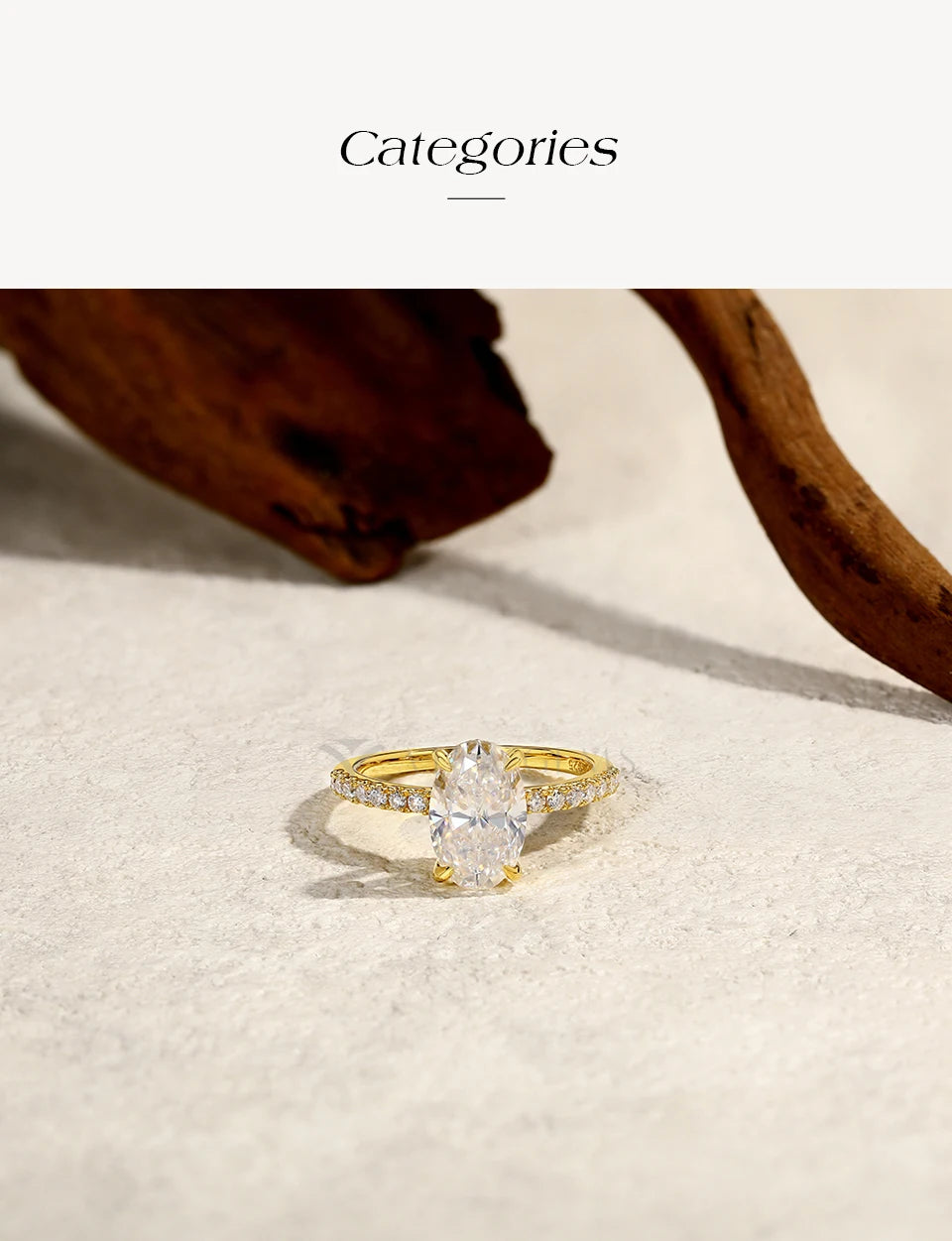 ATTAGEMS Oval Cut 3.0CT All Moissanite Rings forWomen 925 Sterling Silver Gold Plated Engagement Ring Fine Jewelry Drop Shipping