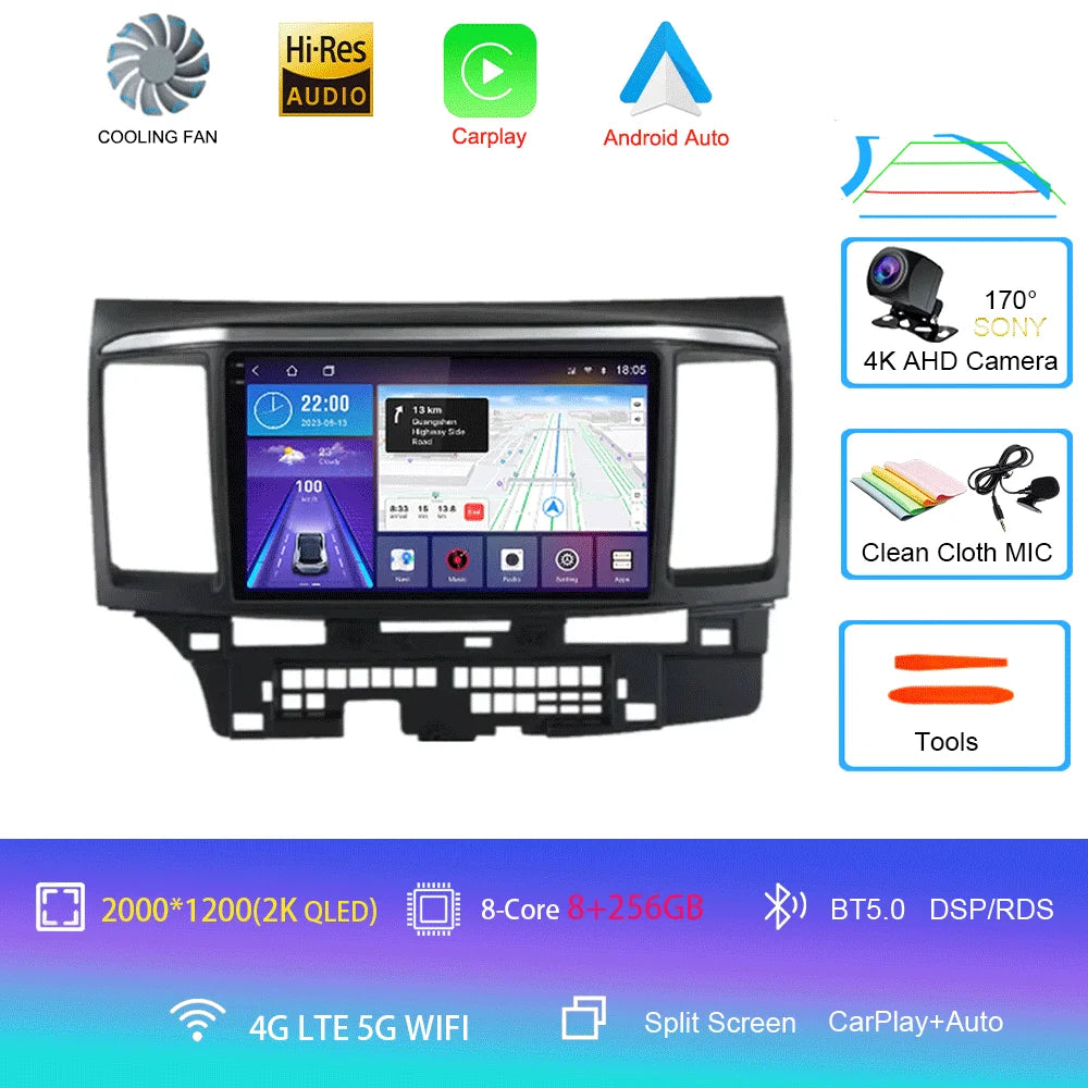 9" Android Car Stereo for Mitsubishi Lancer 9, 10 & X (2008–2016) — CarPlay, Android Auto, GPS, Touchscreen