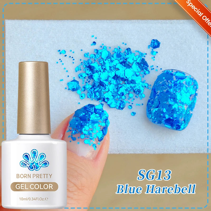 BORN PRETTY Christmas Green Glitter Gel Nail Polish 10ml Sparking Red Glitter White Gold Silver Santa Winter Snowflake Soak Off