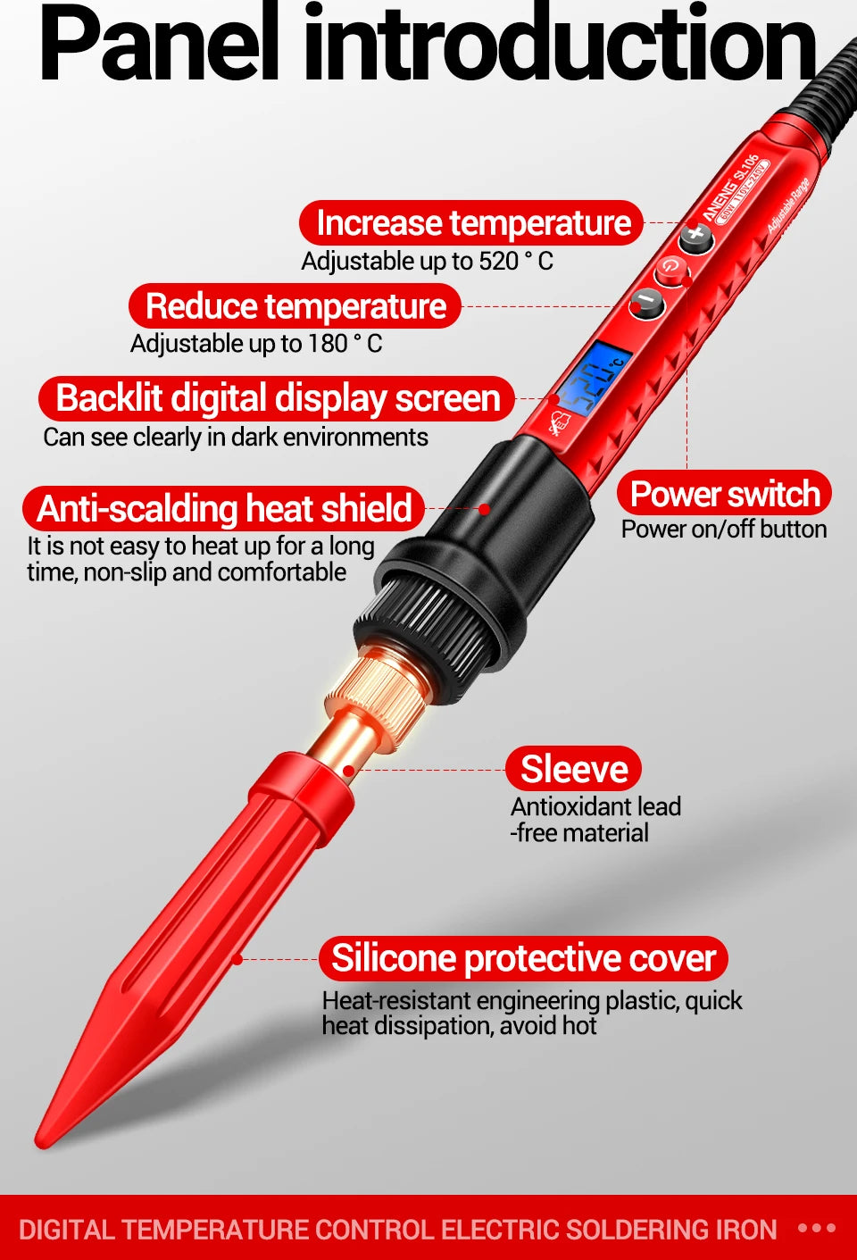 ANENG SL106 Electric Soldering Iron 110V/220V Adjustable Temperature Welding Solder US/EU Plug Professional Welding Tool