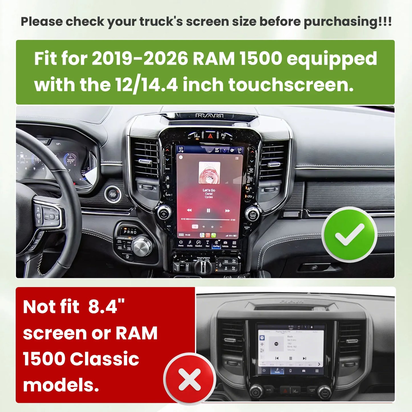 Dashboard Storage Organizer Tray for 2019-2025 Dodge RAM 1500 (12" Screen)