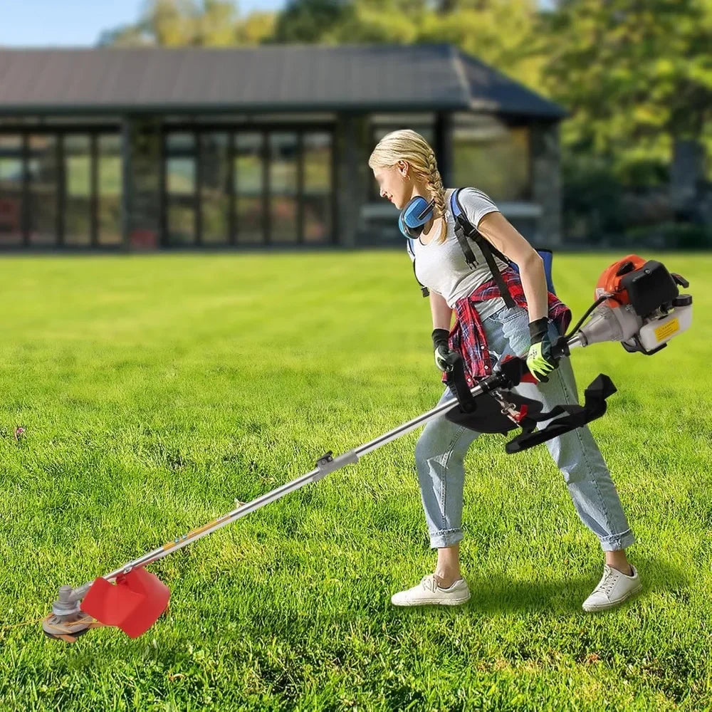 Weed Eater Gas Powered Weed Edger, 33CC 2 Blade Heads, Air-Cooled 2 Stroke Cordless Lawn Edgers Gas Powered Weed Trimmer With
