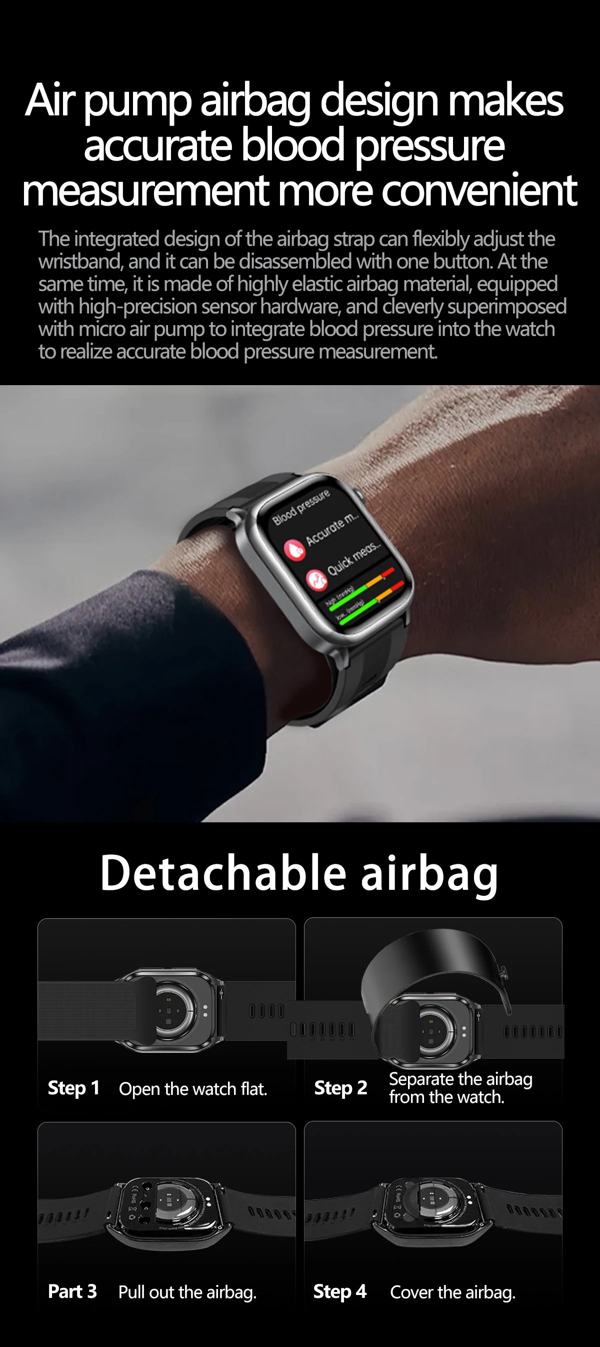 2026 New Air Pump+Air Bag+NFC Health SmartWatch Precise Blood Pressure Blood Fat Monitoring Voice Call Smartwatch For Men Women