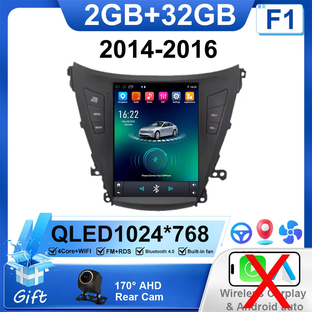 9.7" Car Stereo with Apple CarPlay & Android Auto, Compatible with Hyundai Elantra 5 (2011-2016)