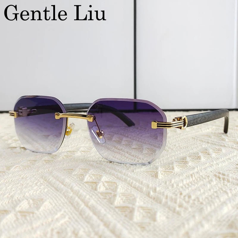 Rimless Square Sunglasses for Men — UV400 Anti-Blue-Light
