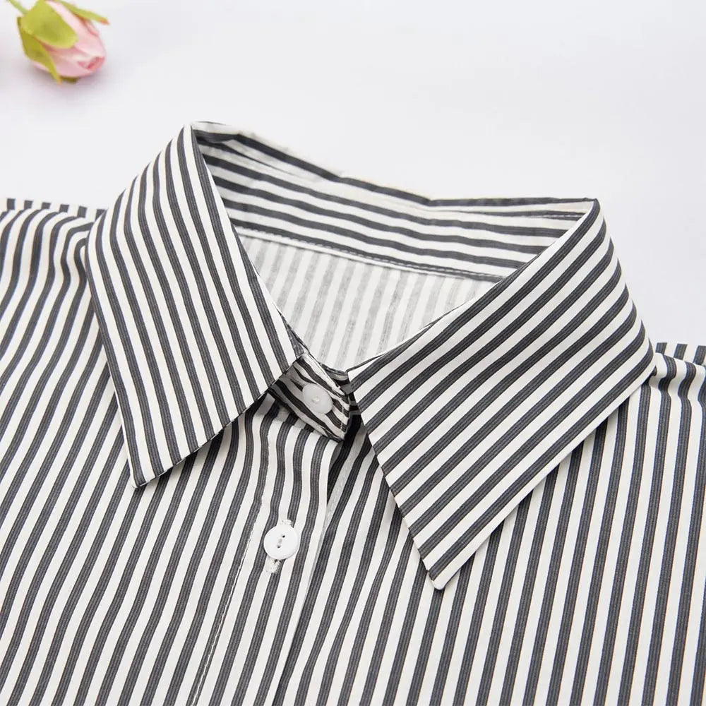 Fashion Cotton Stripes Fake Collar Vintage Classic Front Tie Casual Detachable False Blouse Collar for Women