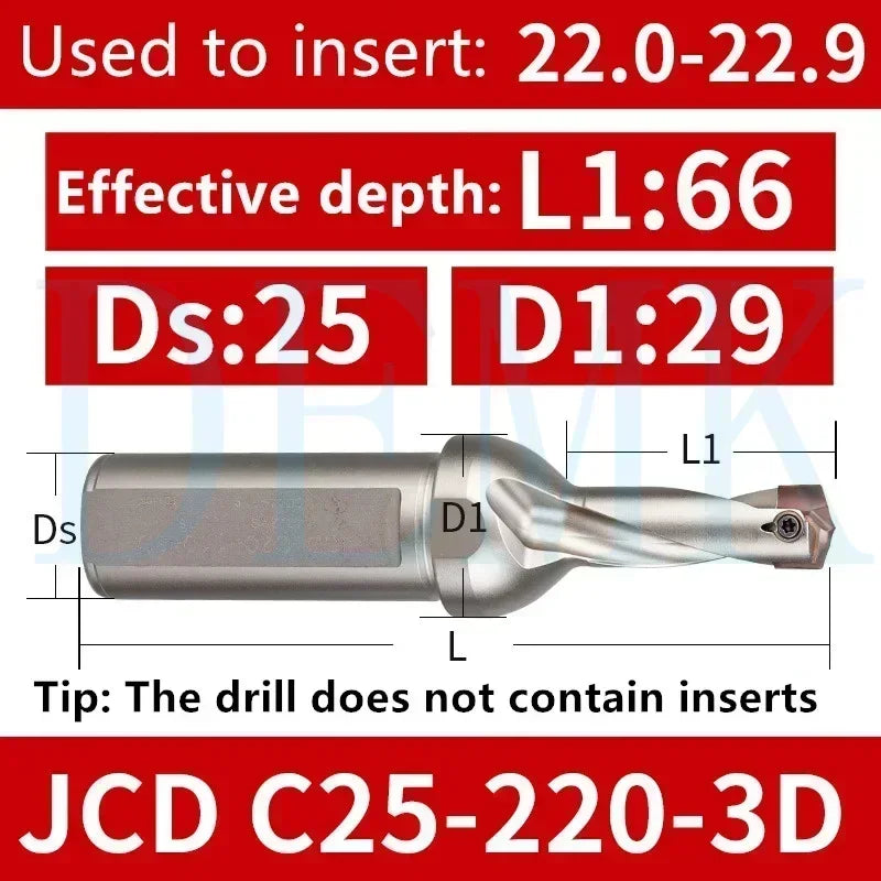 JCD Crown U-Drill Rod 10-25mm, Internal Cooling Indexable Drill