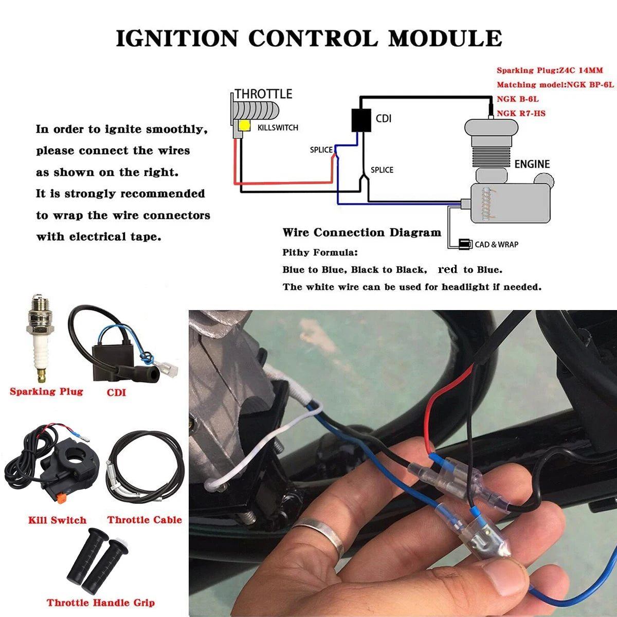 100CC Bicycle Engine Kit 2 Stroke Pocket Bike Engine For DIY Electric Bicycle Complete Engine Silver/Black Color Ship from US