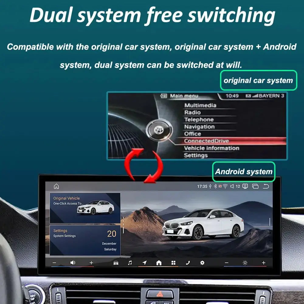 12.3" Android CarPlay Screen for BMW 3/4 Series F30 F31 F32 F33 F34 F36 (2013–2019) NBT/EVO — Android Auto, GPS, 4G