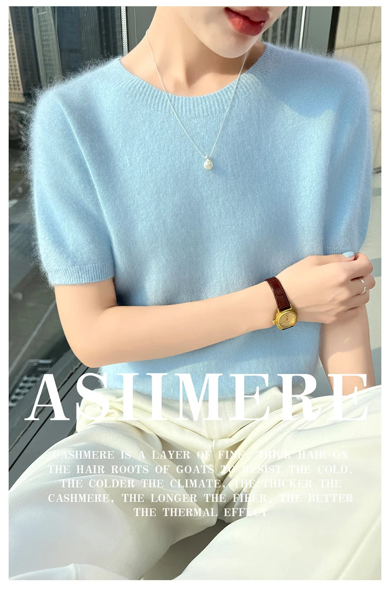 Women's Short Sleeve Knit Sweater Top