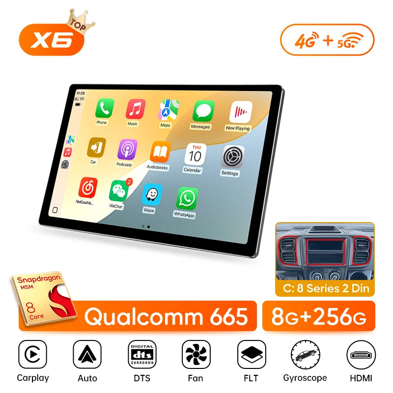 13.1" Car Stereo with Apple CarPlay & Android Auto, Compatible with Fiat Ducato, Citroen Jumper & Peugeot Boxer