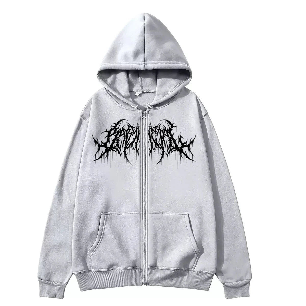 Men's Y2K Graphic Zip-Up Hoodie, Gothic Style