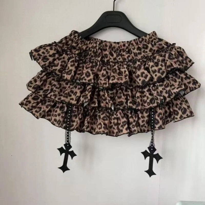 ZHUOFU Gothic Y2K Punk Mini Skirt – Elastic Waist A-Line Cross Short Skirt | Aesthetic Hot Girl Streetwear | S/M/L | 5 Colors
