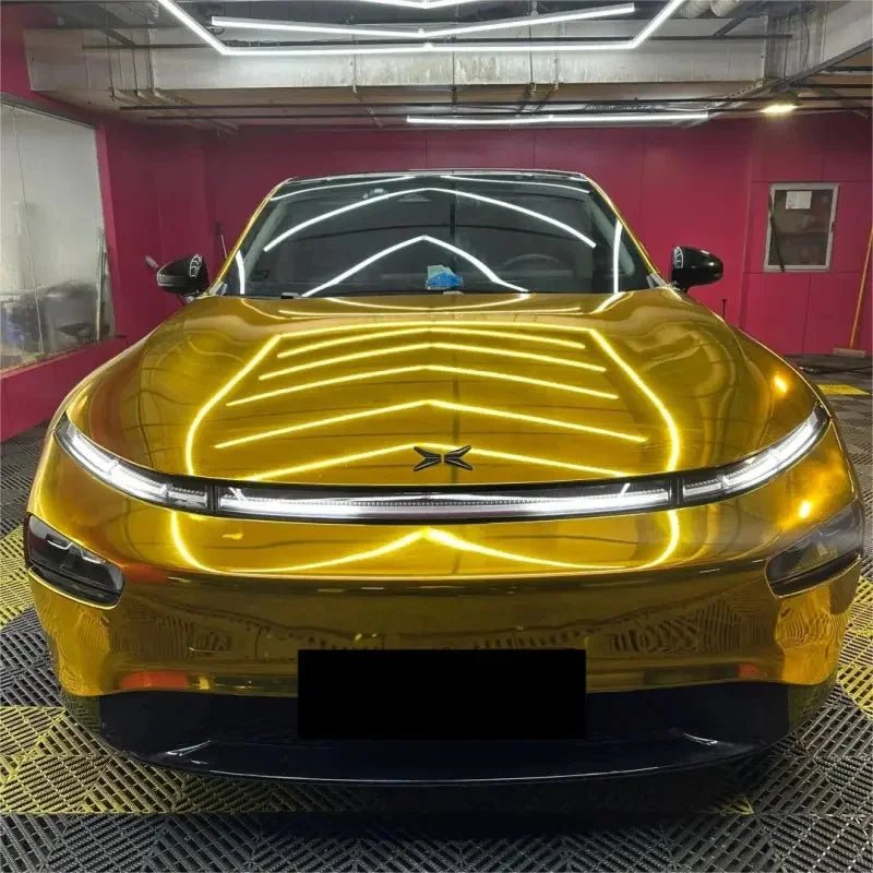 Glossy Gold Chrome Vinyl Wrap Film Car Motorcycle Sticker Waterproof Bubble Free Self-Adhesive Auto Styling Foil Sheet Decal