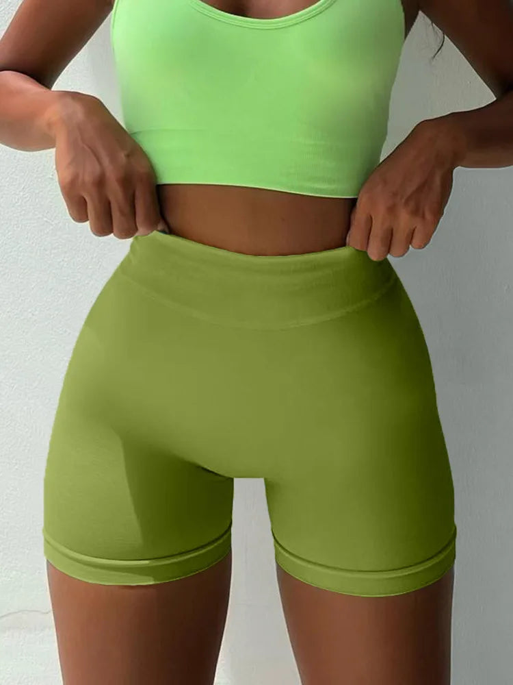 2026 Women's Yoga Shorts High Waisted Fitness Pants Seamless Hip Lifting Ladies Sports Shorts