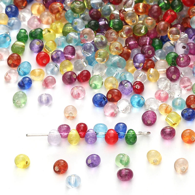 110pcs 4mm Silver Lined Seed Beads Water Drop Shape Czech Glass Beads For DIY Jewelry Making Crafts Charms Bracelets Accessories