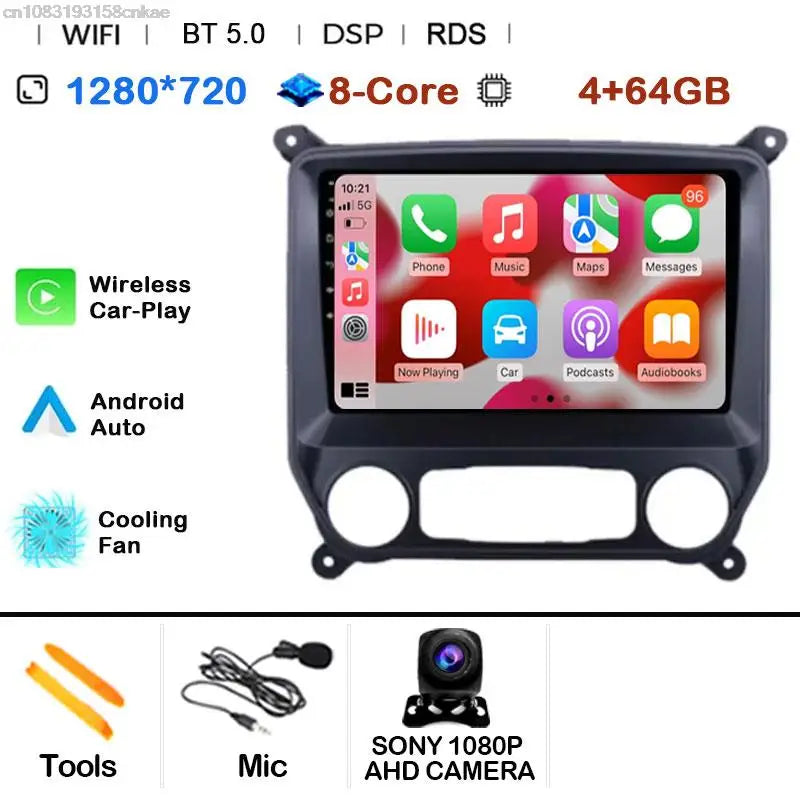 Car Radio Android 15 For Chevrolet Colorado 2014 - 2018 For Silverado GMC Sierra VIA Vtrux Truck 2014 - 2018 Carplay Stereo Auto
