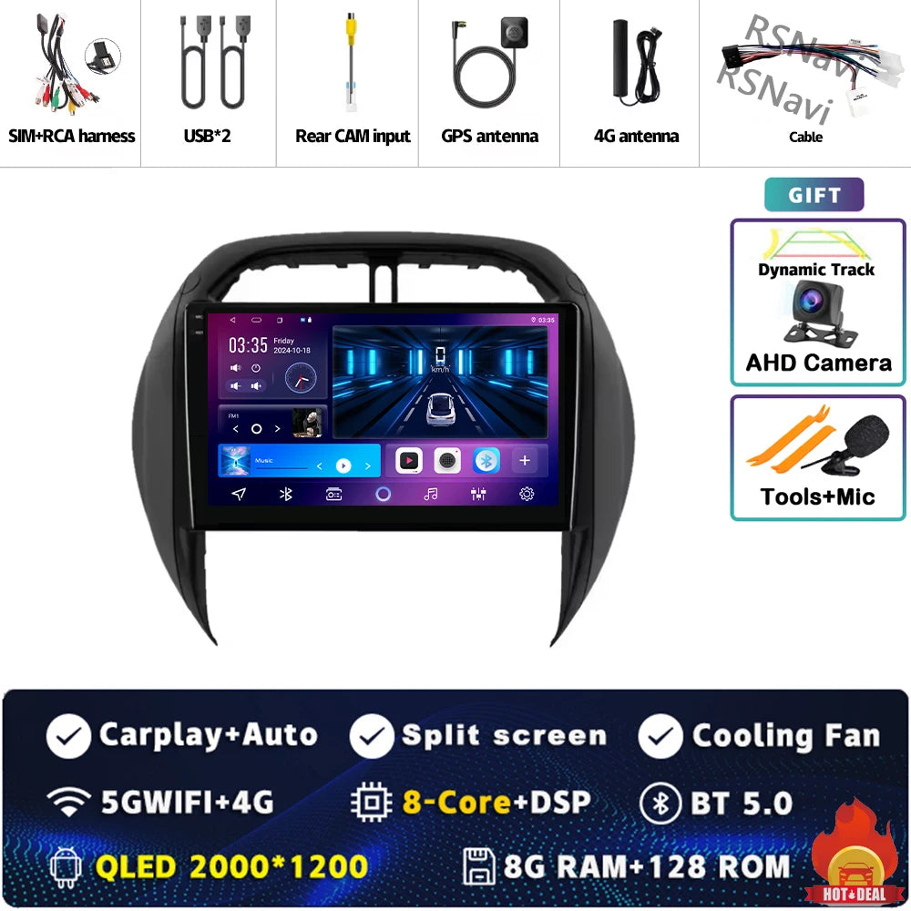 Android 16 For Toyota RAV4 2 CA20 CA20W XA20 2003 - 2005 2K QLED Stereo Car Radio Multimedia Video Player GPS 4G CarPlay