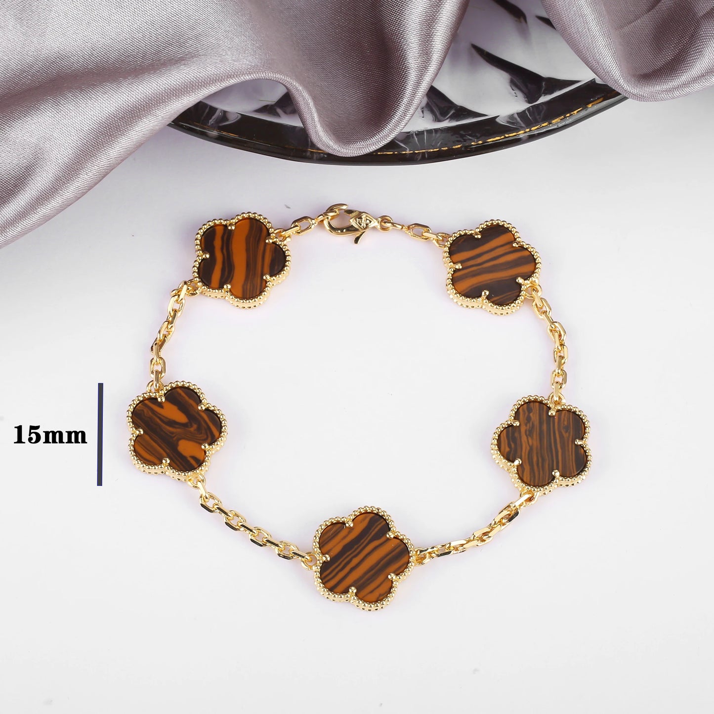 Five-Petal Flower Pendant Necklace — Natural Stone, 7 Colors