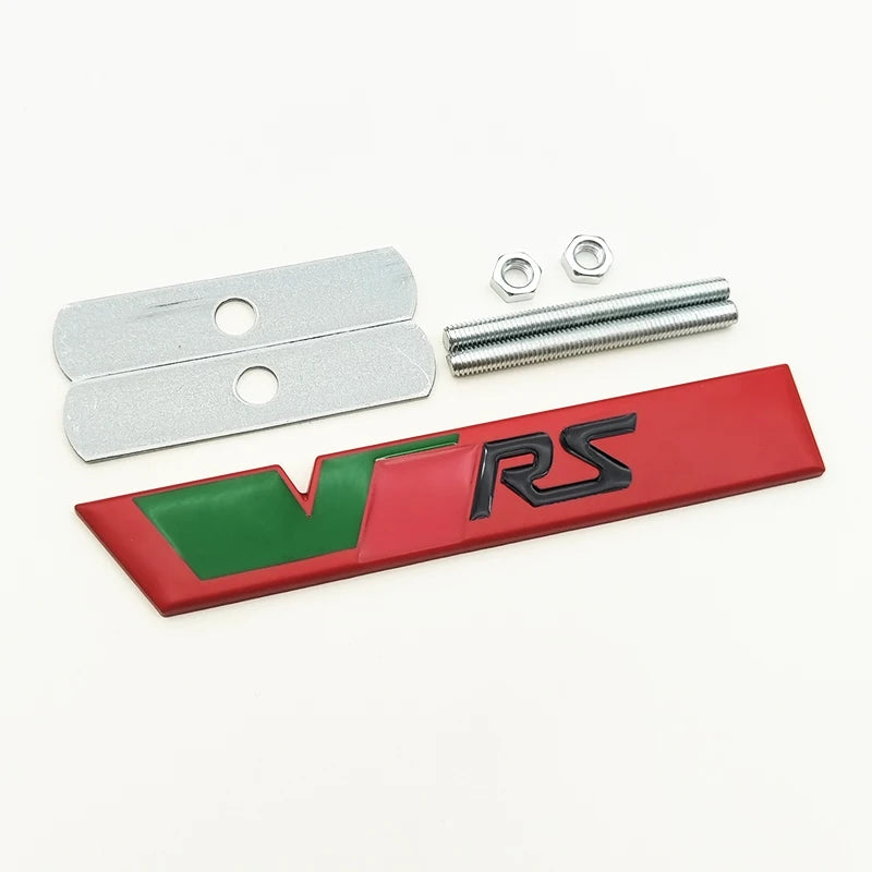 3d Metal RS Logo VRS Car Front Grill Emblem Rear Trunk Badge for Skoda VRS Octavia 1 2 3 Rapid Kodiaq Karoq Fabia Kamiq Superb