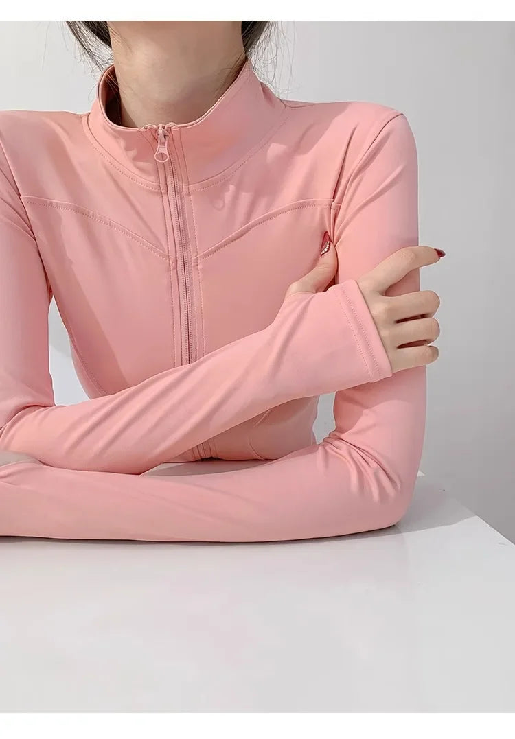 Women's Quick-Dry Yoga Jacket, Slim Zip-Up