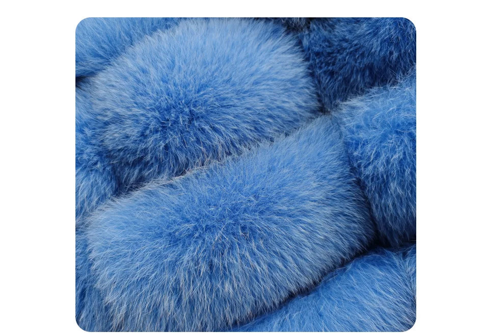 Women's Fox Fur Coat with Detachable Sleeves