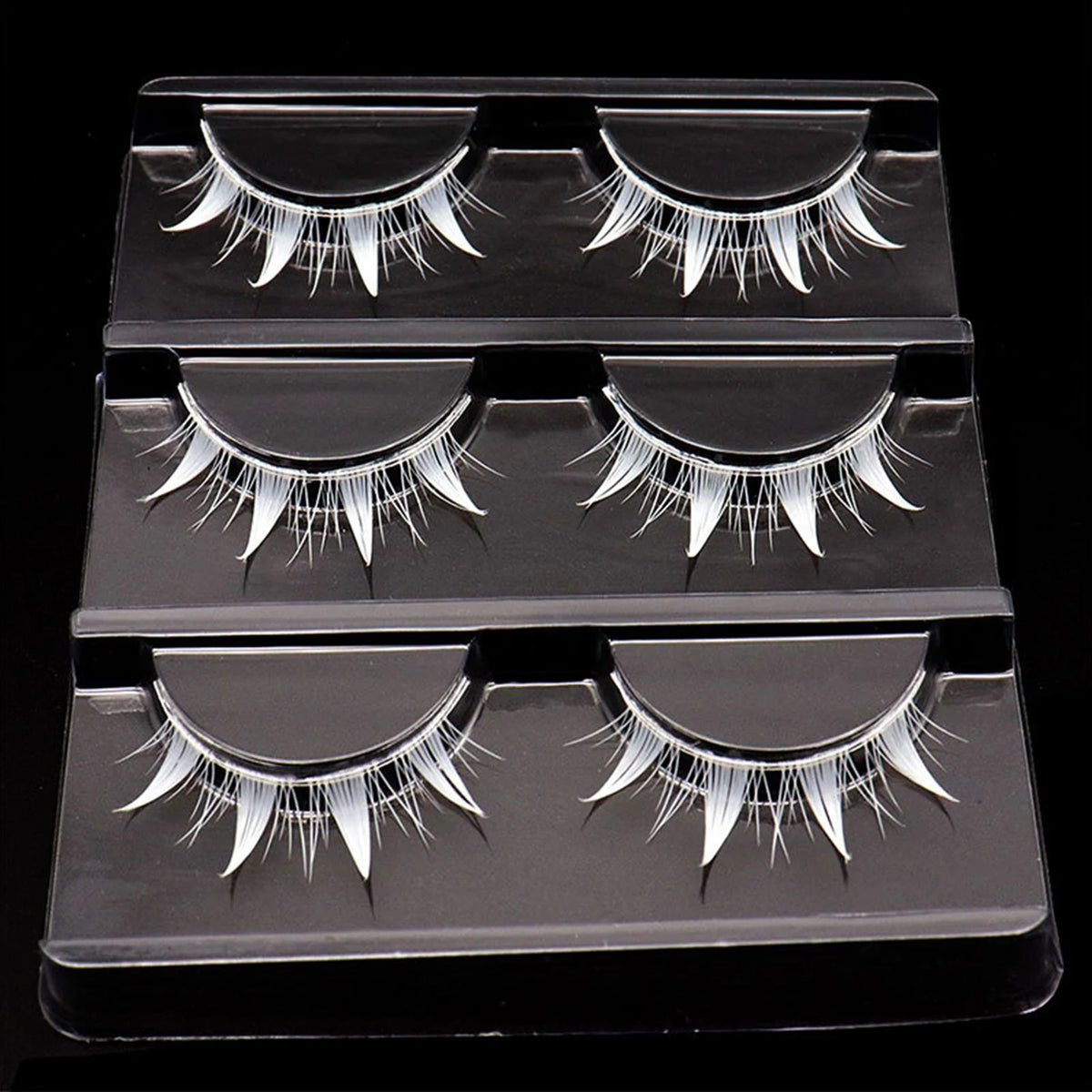 White Feather Lashes Strips Manga Cosplay False Eyelashes Full Srip Cluster Lashes Extensions Halloween Christmas Party Makeup