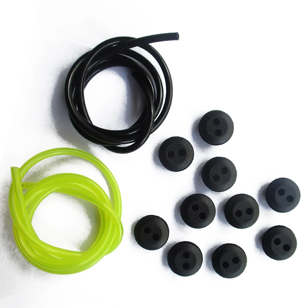 12pcs 2 Holes Fuel Tank Grommet Rubber With Fuel Line Pipe For Brush Cutter Grass Trimmer Rubber Replacemnt Garden Supplies