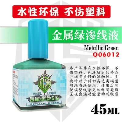 Q06001 45ML Metallic Panel Line Water Based Accent Color for Gundam Gunpla Mecha Doll Tank Plane Military Model Coloring Tool