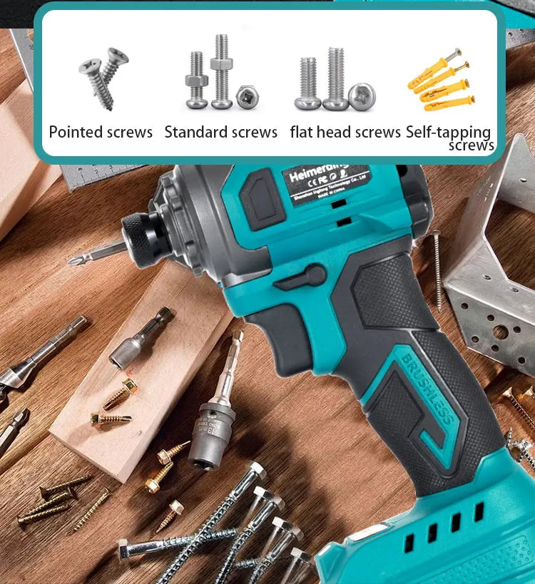 18V 1/4" Electric Rechargeable battery powered brushless cordless impact driver drill screwdriver