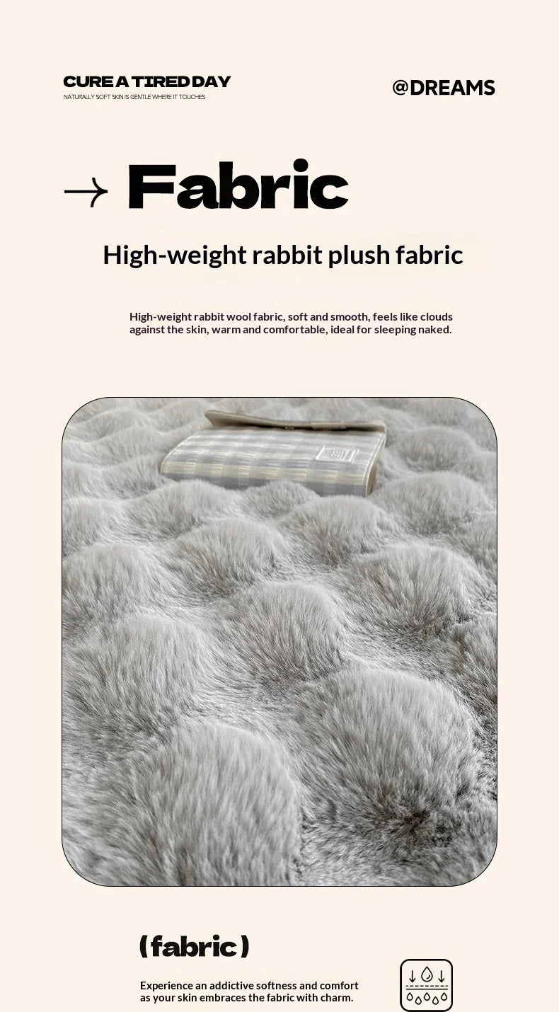 Fluffy Plush Fitted Bed Sheet for Winter Solid Color Rabbit Fleece Bed Sheets on Elastic Winter Warm Thicken Mattress Protector