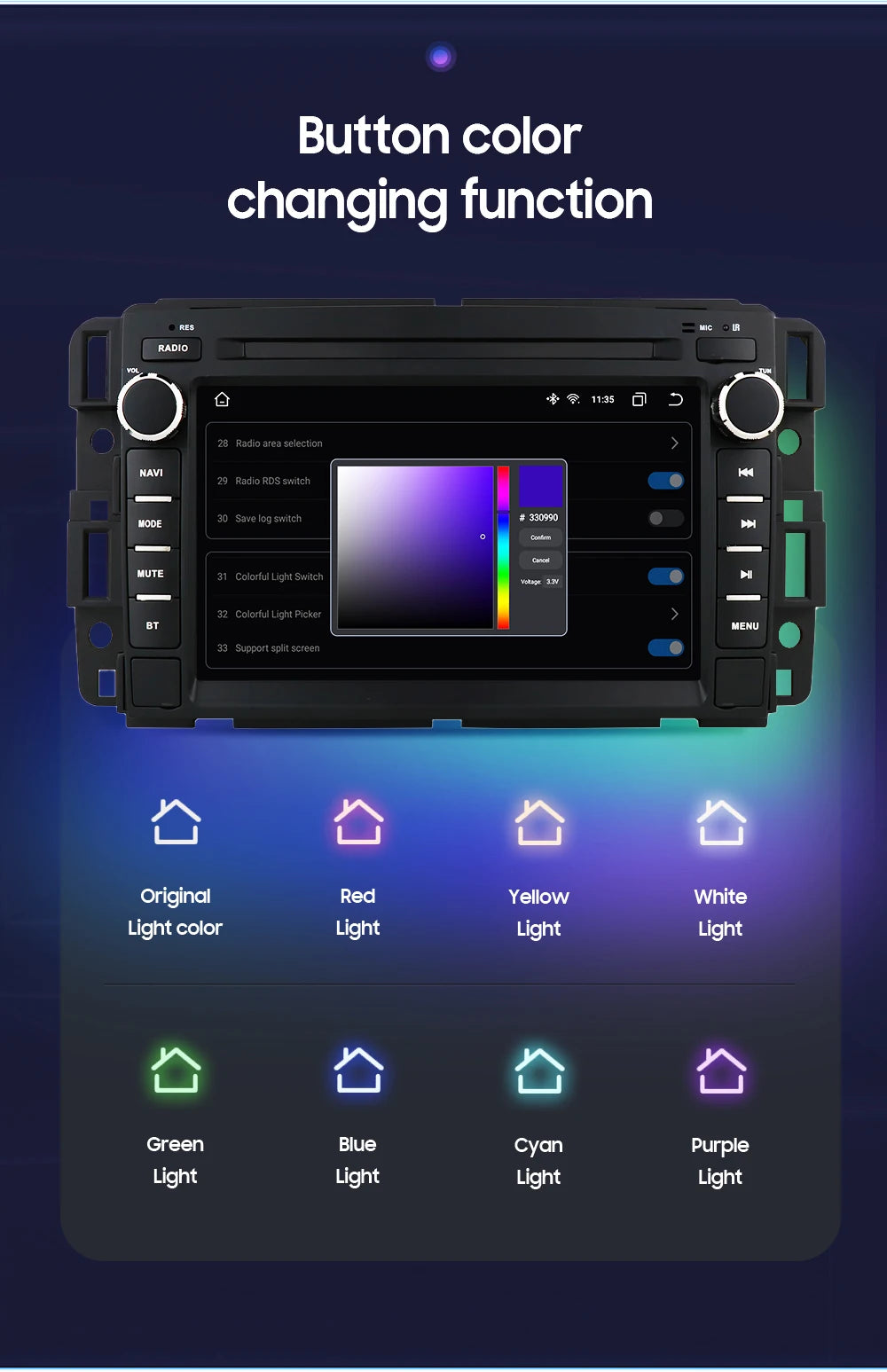7" Android Car Stereo with GPS & Bluetooth — Chevrolet Silverado, Impala, Traverse & GMC Sierra